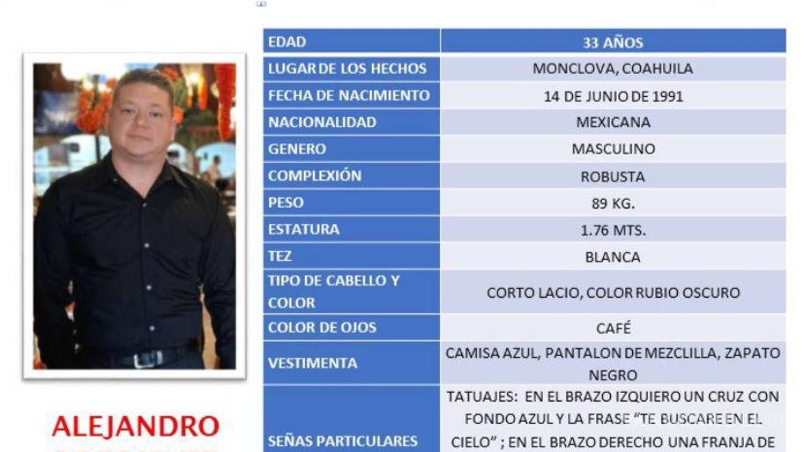 $!La Fiscalía de Coahuila emitió una ficha de búsqueda, para ayudar en la localización.