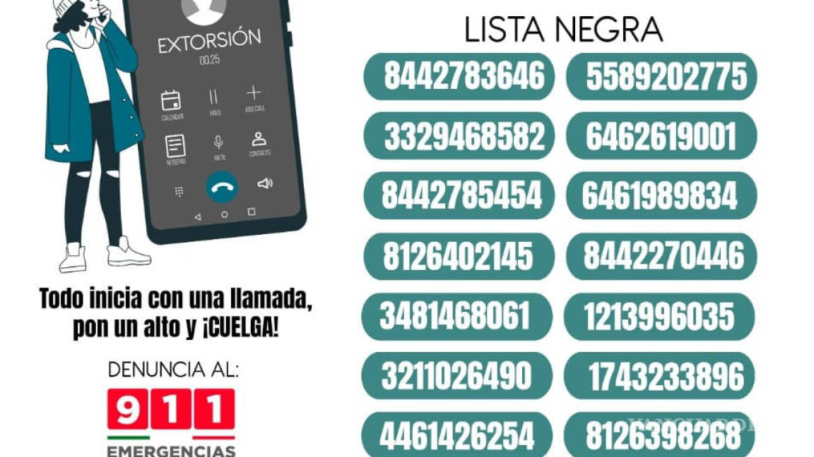 Difunden en Coahuila números de teléfonos de extorsionadores