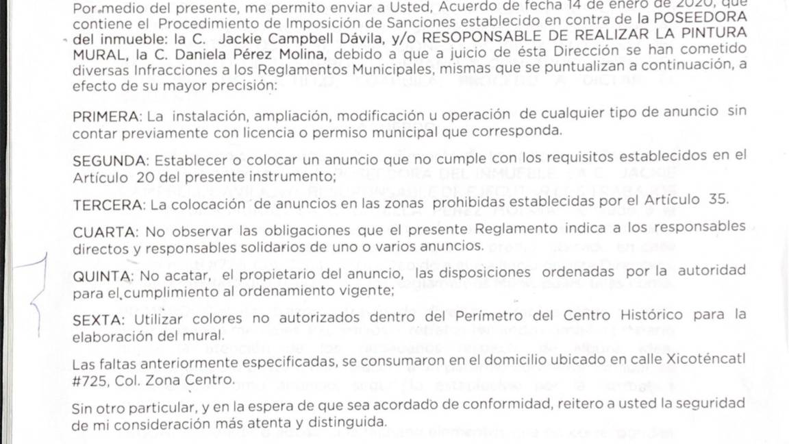 $!Inician procedimiento sancionador por mural que exige justicia por feminicidios