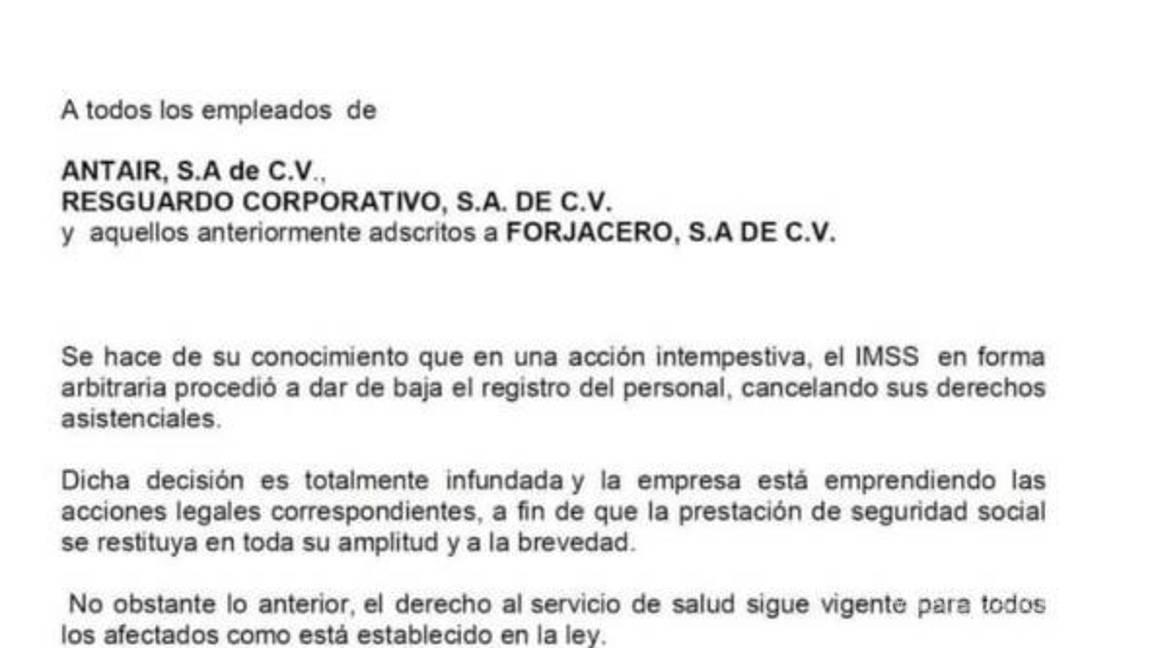 $!IMSS da de baja a cientos de obreros de AHMSA