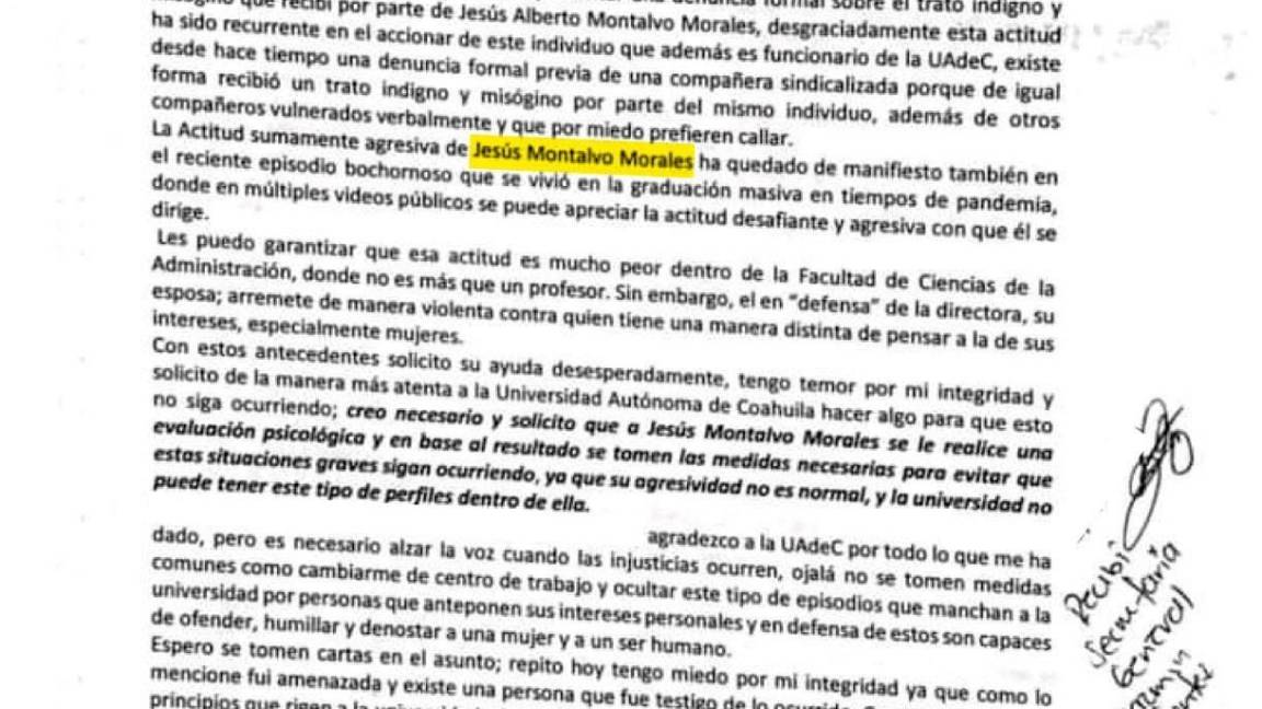 Moesco rechaza nombramiento en la UAdeC, señalan a funcionario por acoso