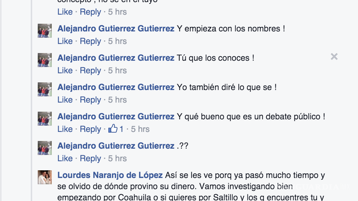 $!Debaten en redes sociales Lourdes Naranjo y Alejandro Gutiérrez