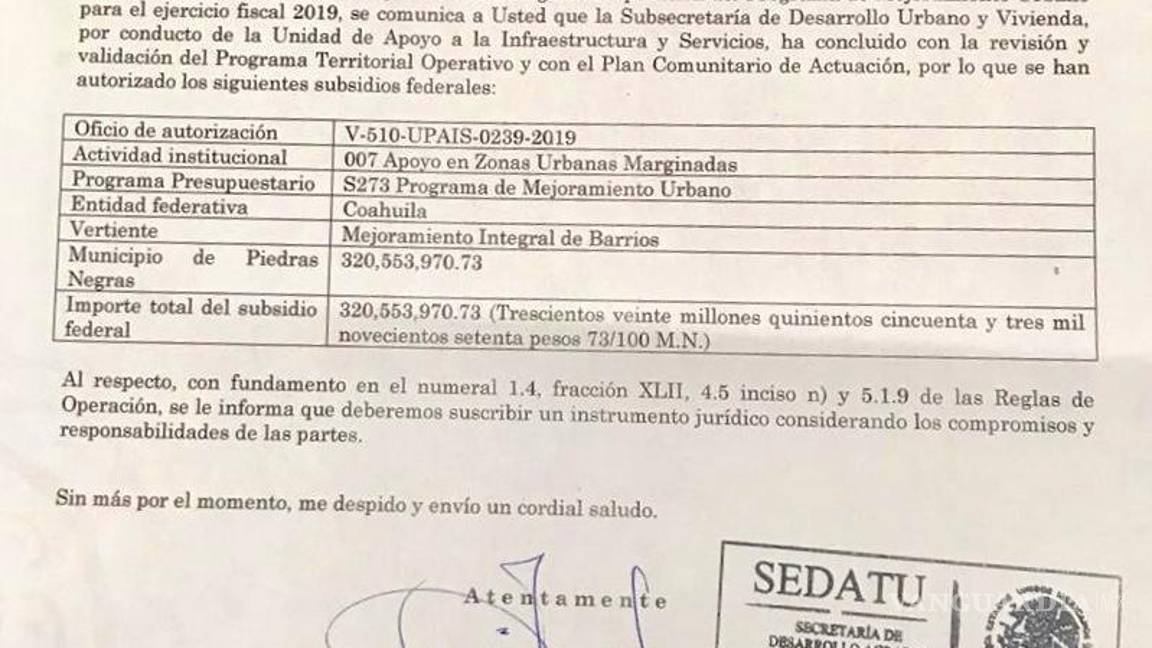 $!Anuncian para Piedras Negras inversiones por 700 mdp en 2019