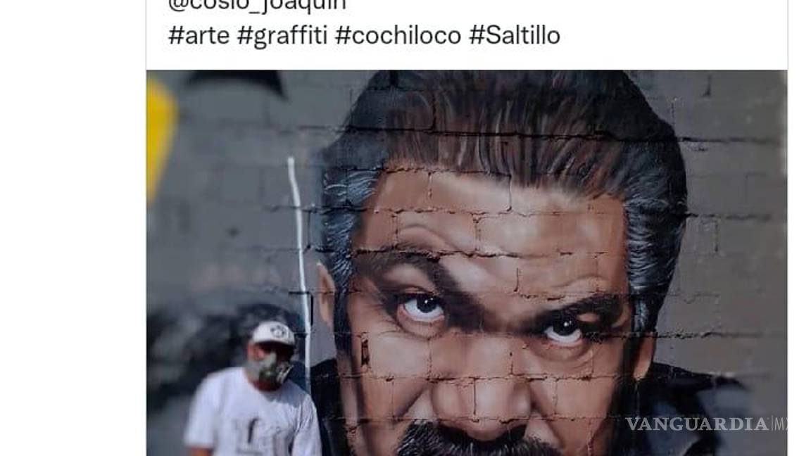 $!Artista saltillense crea mural de Joaquín Cosío; actor presume obra con foto