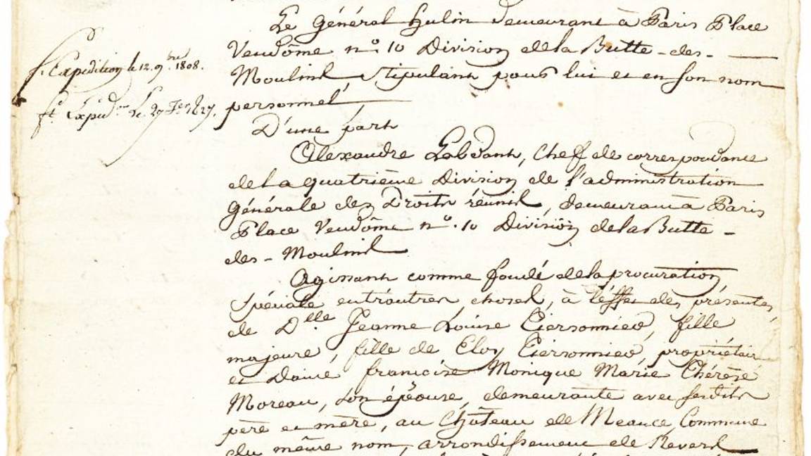 $!Subastarán en San Valentín el acta nupcial de Napoléon y Josefina