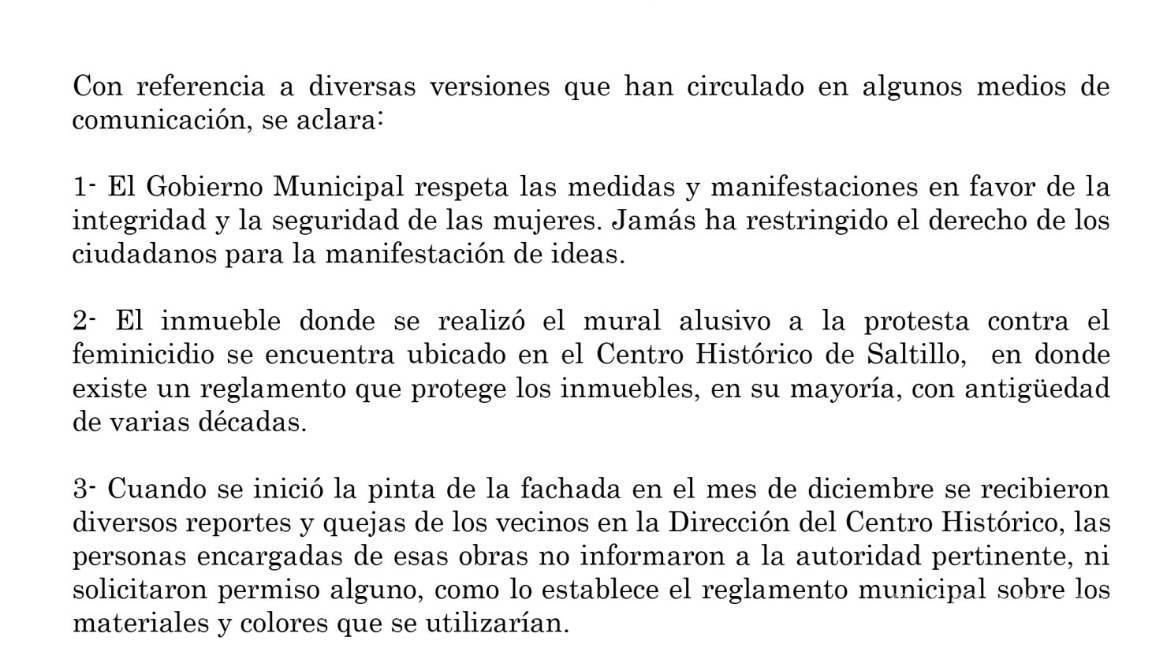 $!Inician procedimiento sancionador por mural que exige justicia por feminicidios