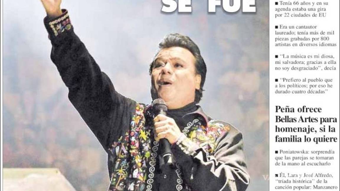 $!Así despidieron los periódicos del mundo a Juan Gabriel