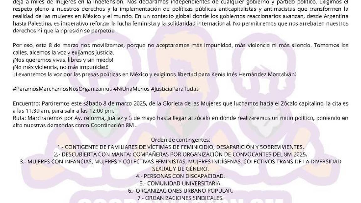 $!Marcha 8M en México: Contra los feminicidios, desapariciones, la impunidad, la precarización y la violencia machista