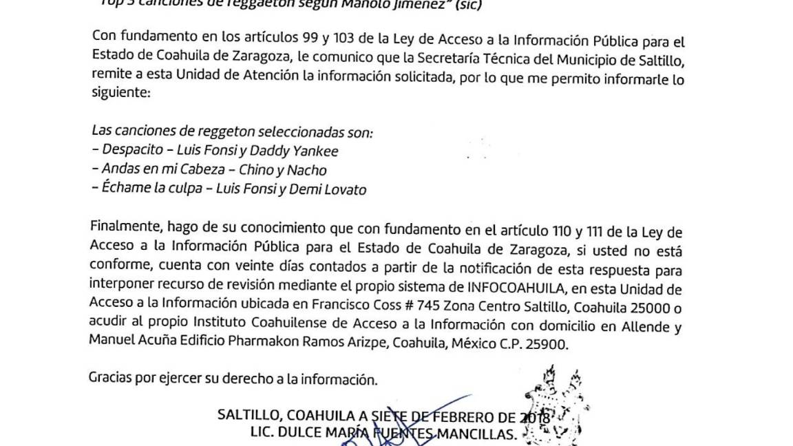 $!Presenta Manolo Jiménez su top 3 de reggaetón… ¡vía transparencia!