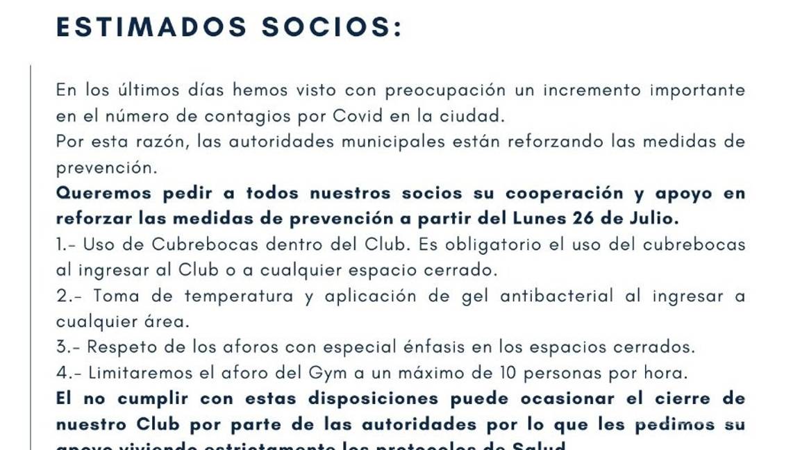 $!Refuerzan medidas sanitarias contra el COVID-19 en Club Campestre de Saltillo