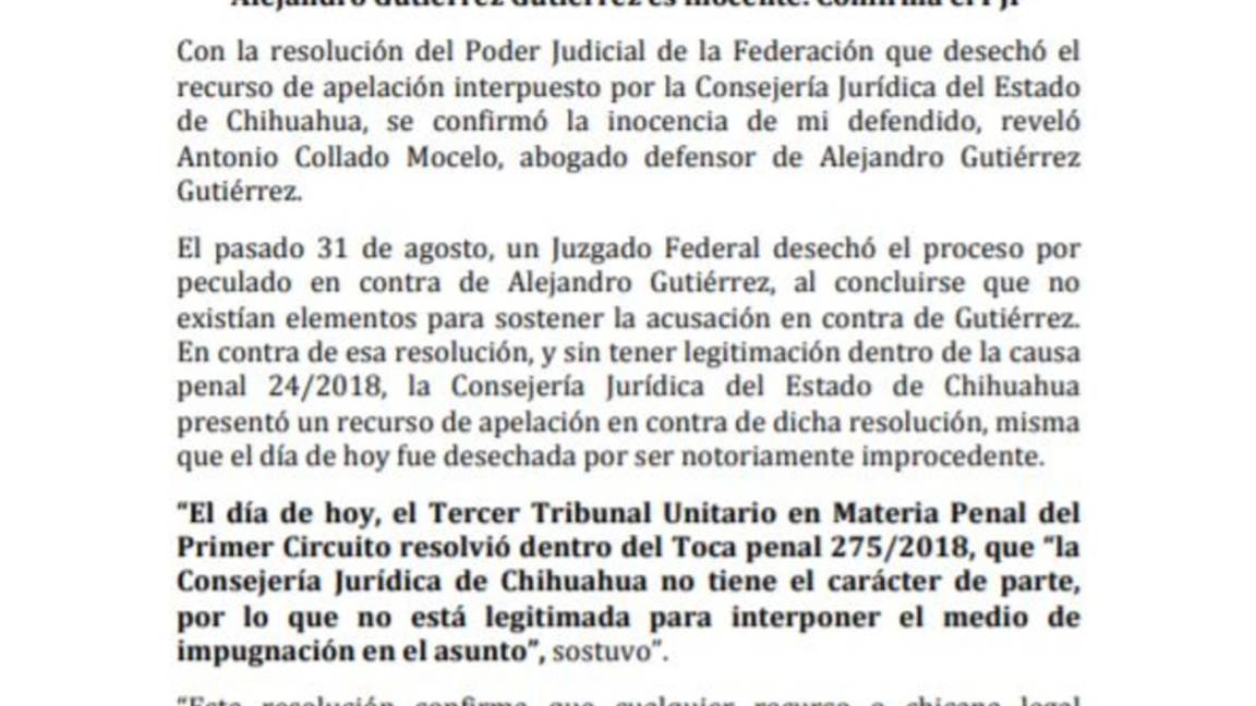 $!Sale de prisión Alejandro Gutiérrez; Corral truena contra Peña Nieto