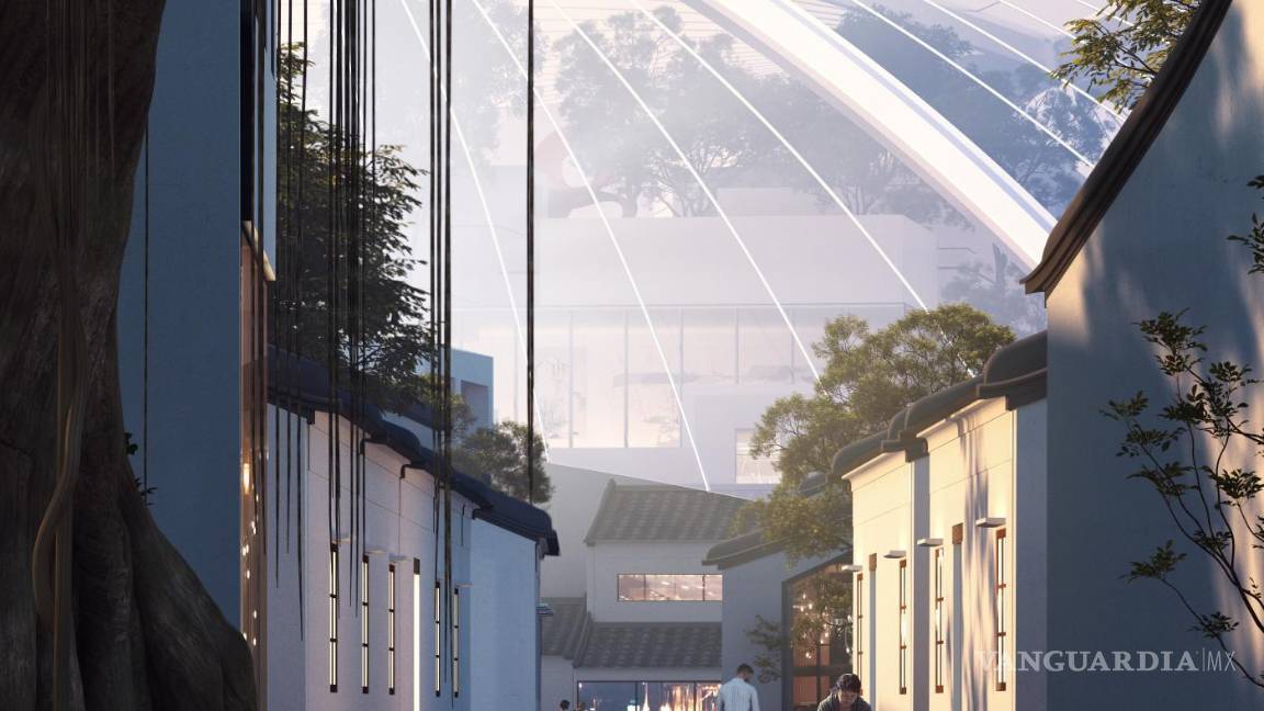 $!El emblemático árbol de baniano de 500 años bajo la cúpula. EFE/MAD Architects