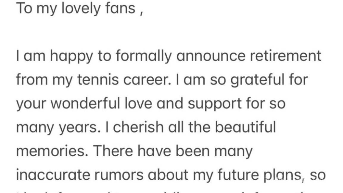 $!Mensaje que publicó la tenista a través de sus historias de Instagram.