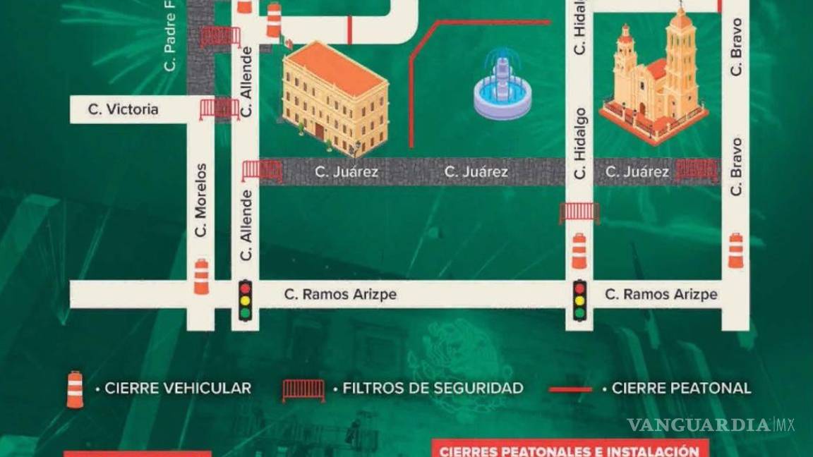 $!Se cerrarán las calles Allende, Aldama, Hidalgo, Morelos, Bravo y Juárez en distintos tramos alrededor de la Plaza de Armas