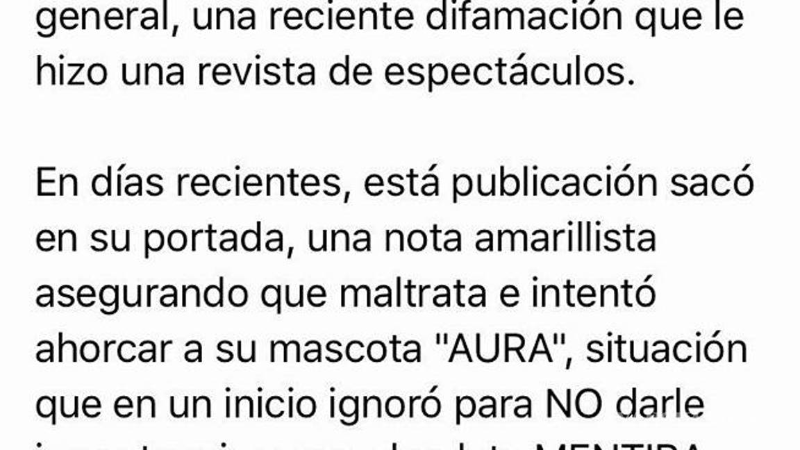 $!"Nunca he maltratado a animales", aclara Lucía Méndez