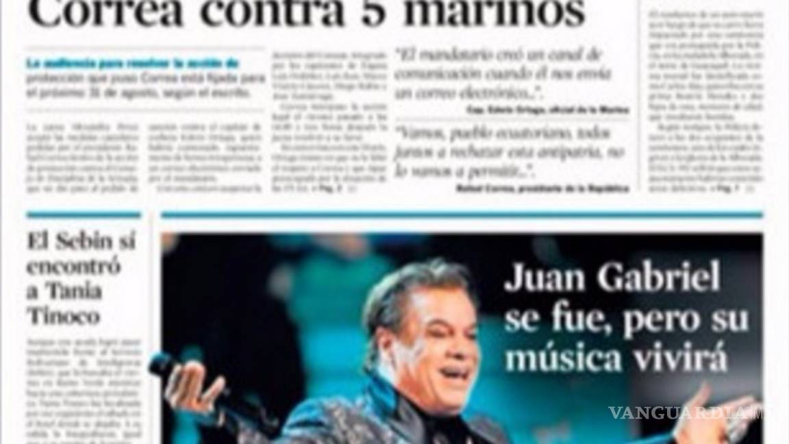 $!Así despidieron los periódicos del mundo a Juan Gabriel
