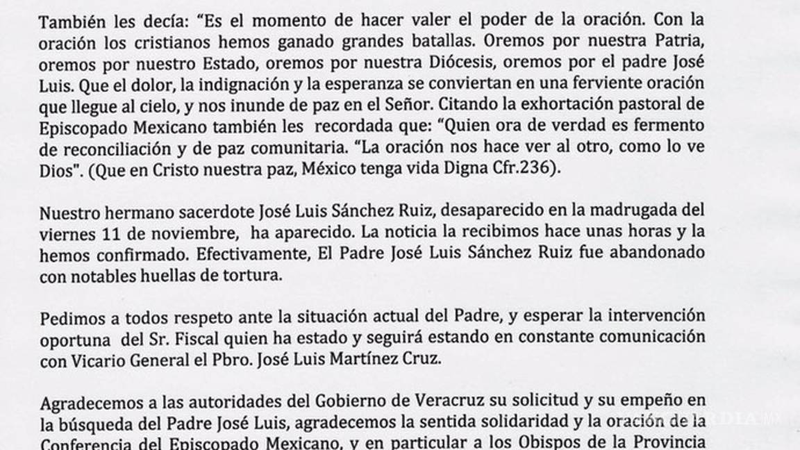 $!Localizan con vida a sacerdote de Catemaco, reporta Diócesis de San Andrés Tuxtla