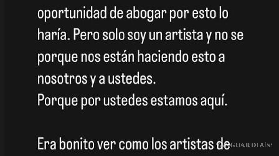 $!En redes sociales, el cantante expresó su enojo con el gobierno de Morelos por cancelar su concierto.