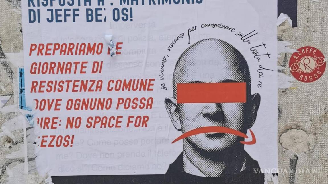 $!‘No Space For Bezos’, organizó una manifestación que está prevista se lleve acabo el próximo 28 de junio con el fin de bloquear el acceso de los invitados a la boda.