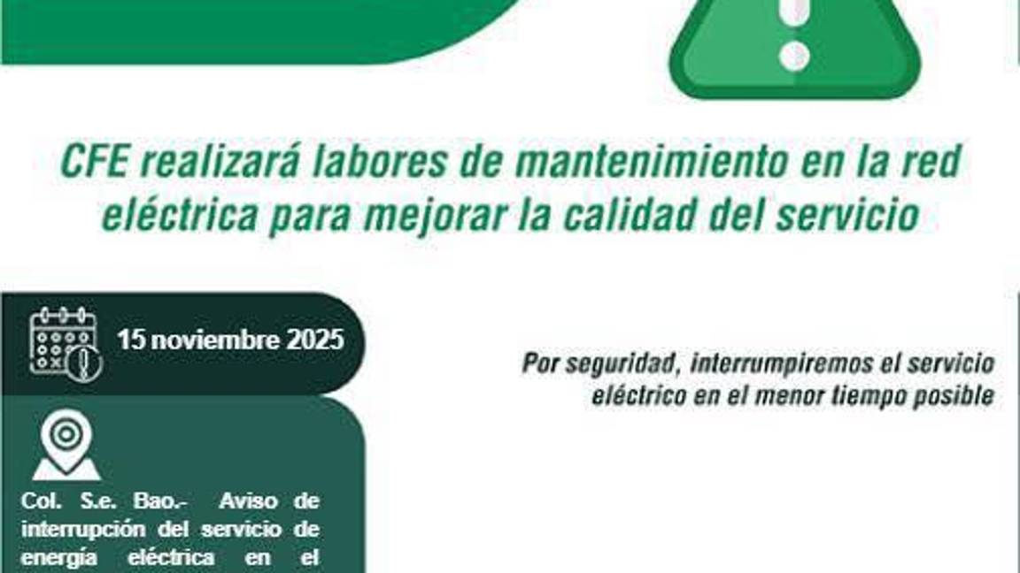 $!Personal técnico de la CFE realizará labores de mantenimiento en la red eléctrica de Múzquiz durante la mañana del sábado.