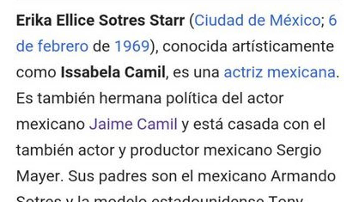 $!Modificaron perfil de Issabela Camil en wikipedia por 'Luis Miguel, La Serie'