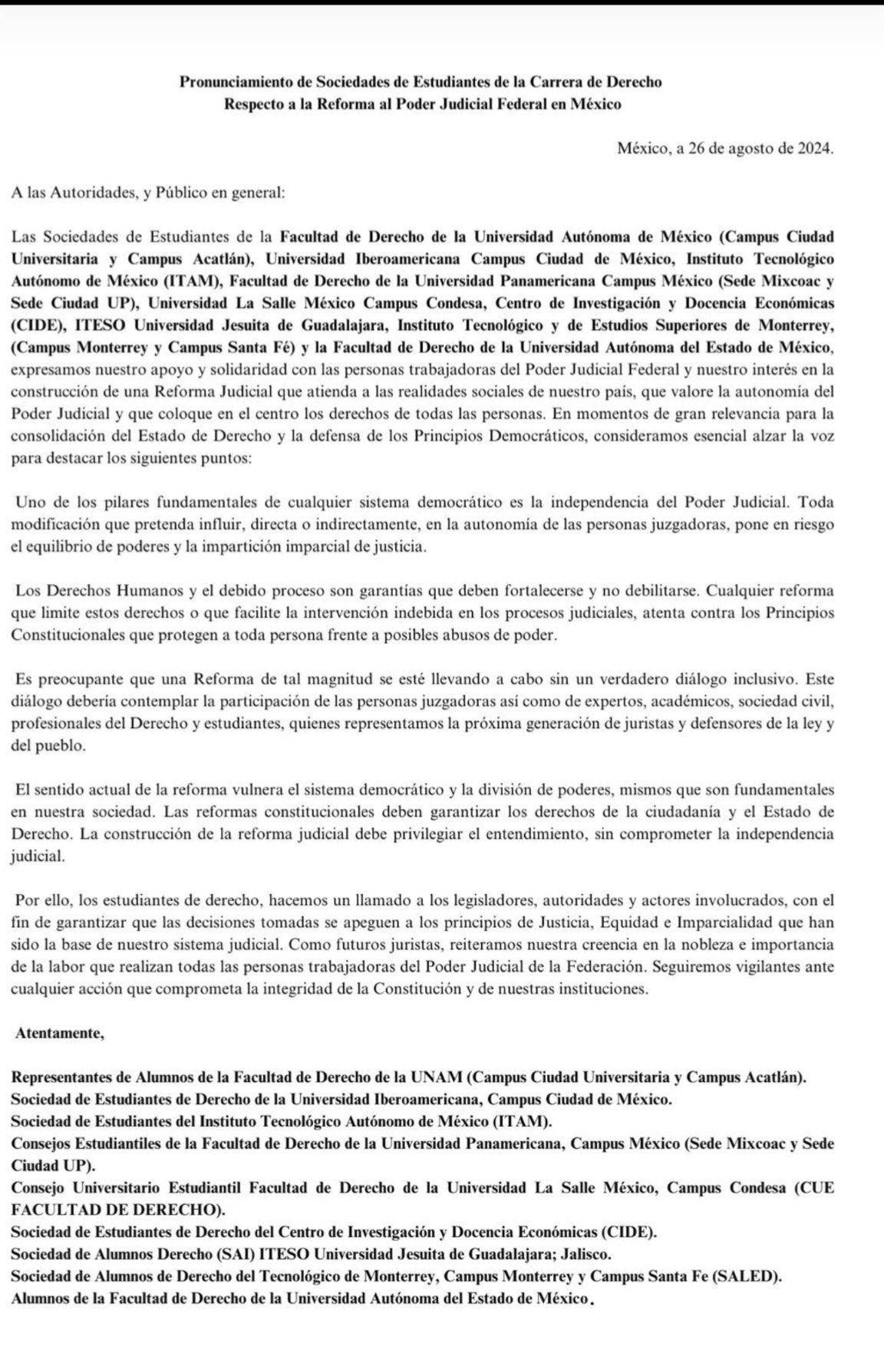 $!‘México, aguanta, la UNAM se levanta’: Máxima casa de estudios marchó contra reforma al Poder Judicial