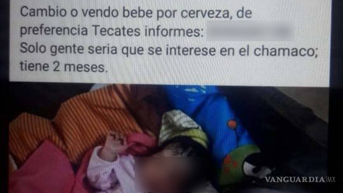 Ponen 'en venta' a bebé en grupo de Facebook en Saltillo