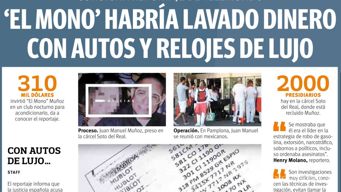 $!El coahuilense 'Mono' Muñoz habría lavado dinero con joyas y relojes de lujo en España: investigación de Telemundo