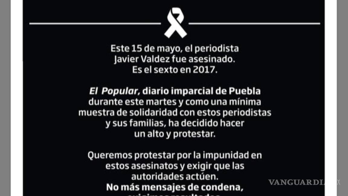 Protestan medios por asesinato de Javier Valdez