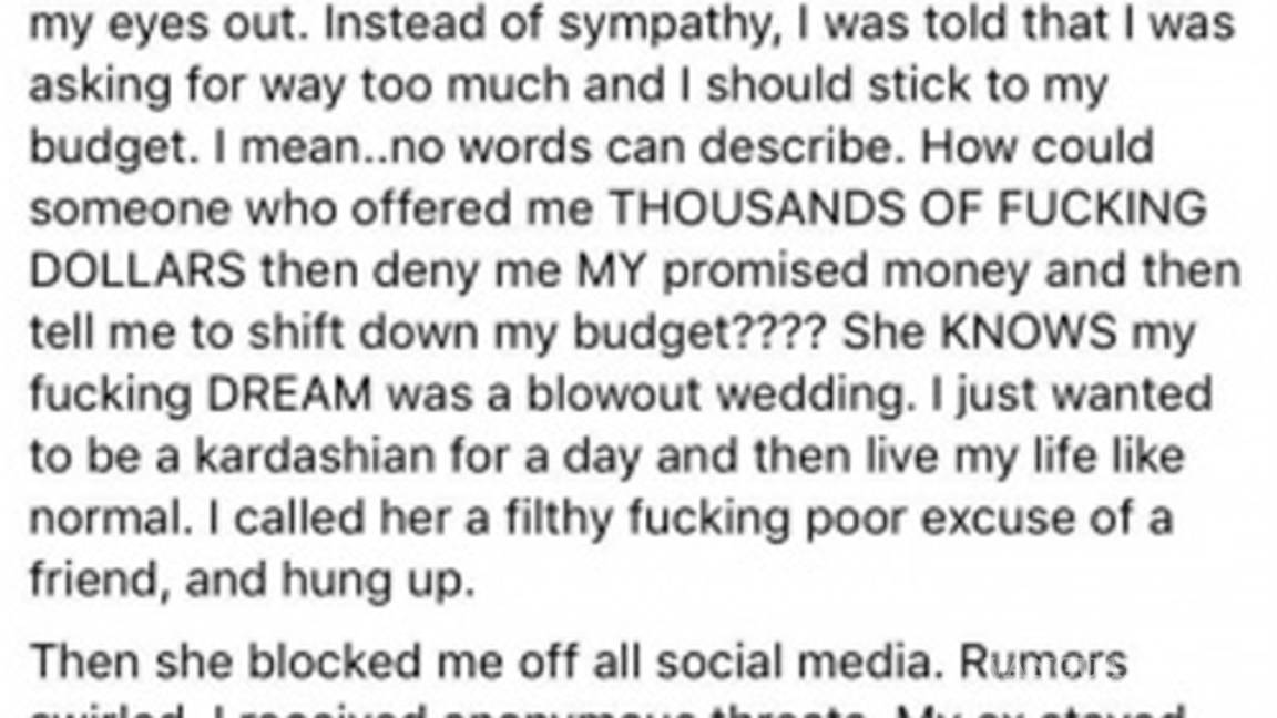 $!Novia quería boda estilo Kardashian, la cancela porque invitados no la apoyaron con dinero