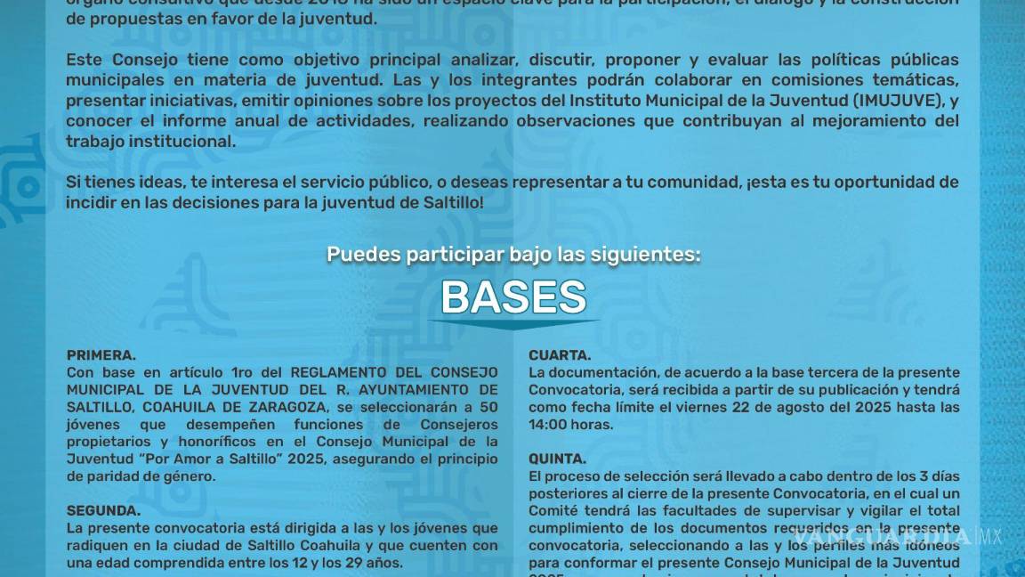 $!Invita Saltillo a jóvenes a integrarse al Consejo Municipal de la Juventud
