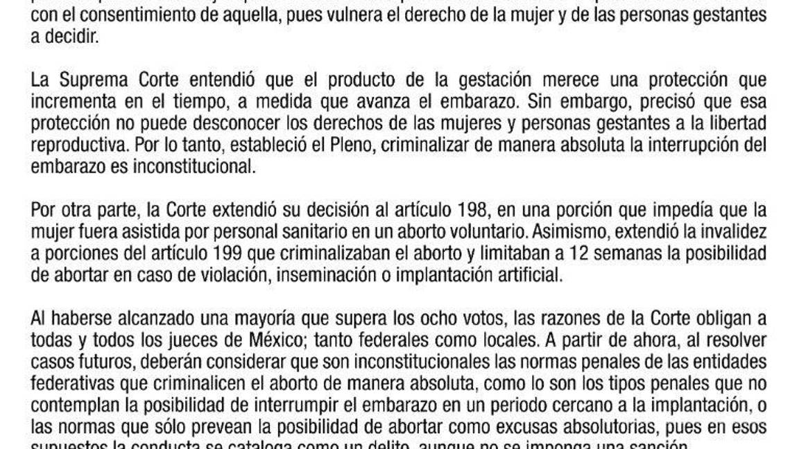 $!Penalizar el aborto en México es inconstitucional, determina la Suprema Corte