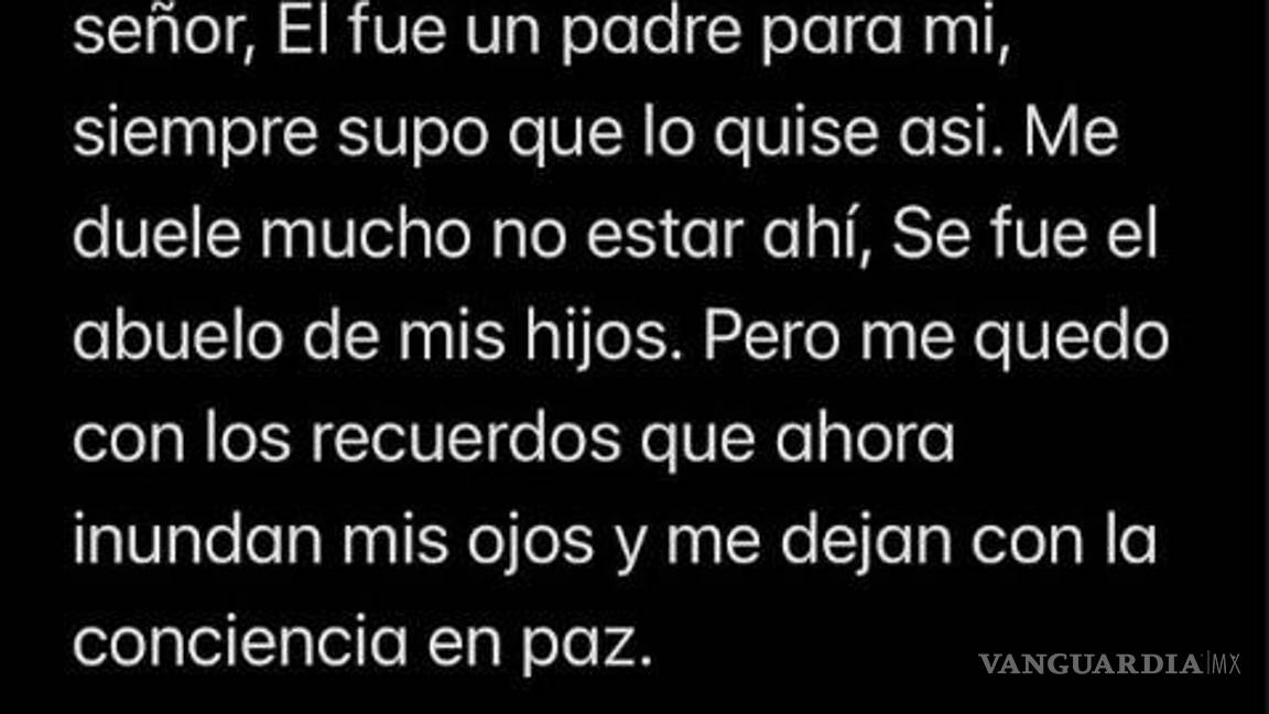 $!El músico se despidió de su suegro públicamente.