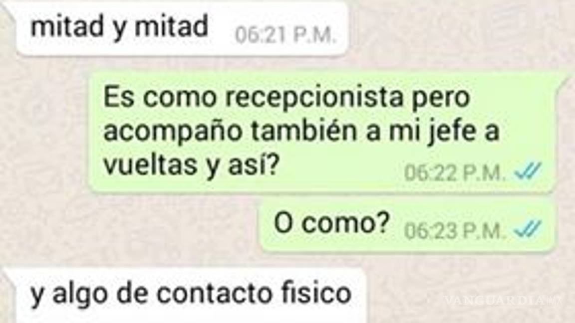 $!Empresa de Monterrey solicita asistente personal para contacto 'íntimo' y muchacha lo denuncia en redes