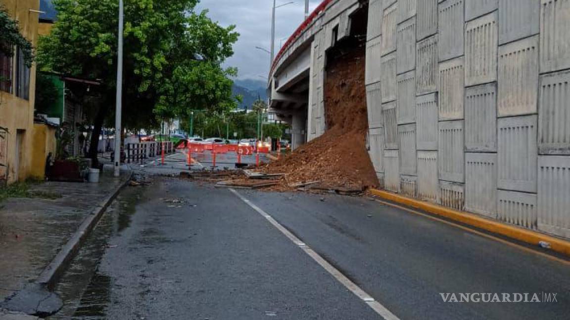 Se derrumba pared de puente Morones Prieto en Nuevo León