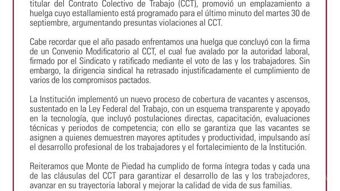 $!Estalla huelga nacional de Nacional Monte de Piedad: sindicato denuncia violaciones a convenio