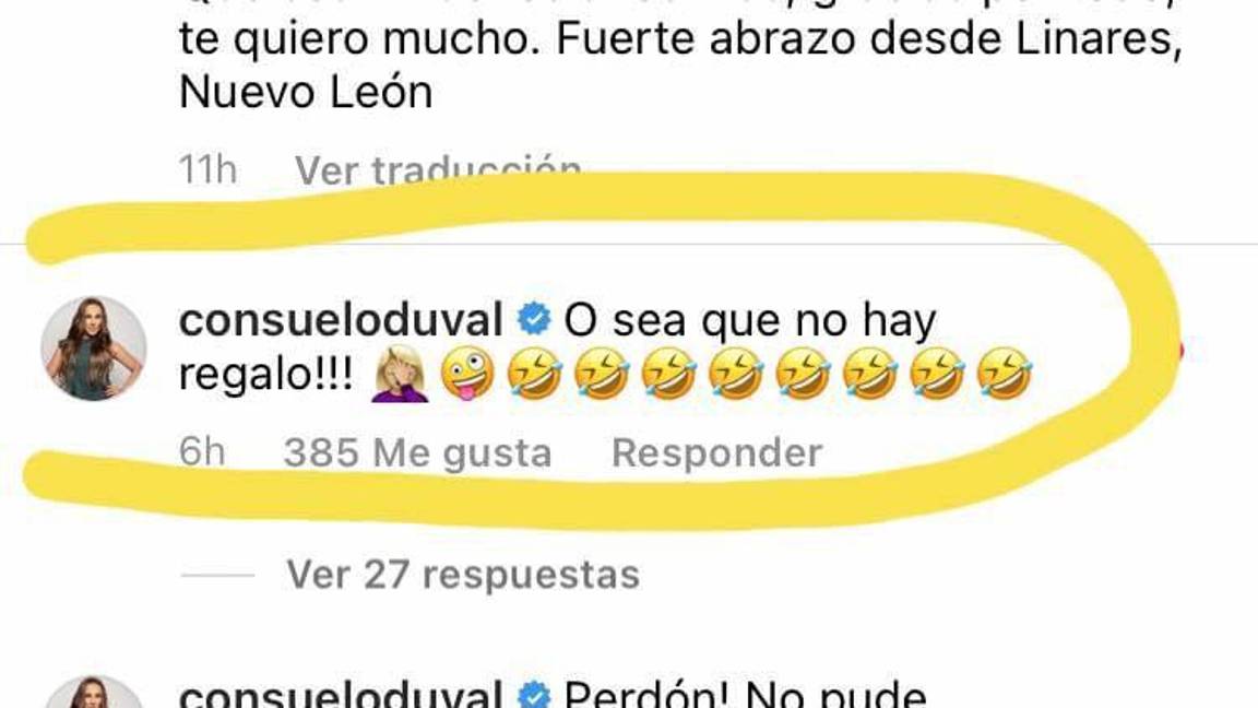 $!La reacción de Consuelo Duval obtuvo más de 300 Me gusta.