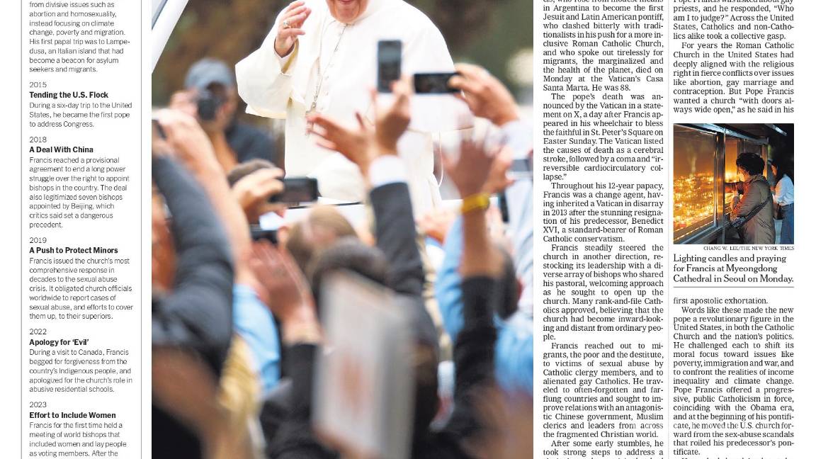 $!Así reflejaron medios internacionales en sus portadas la muerte del Papa Francisco
