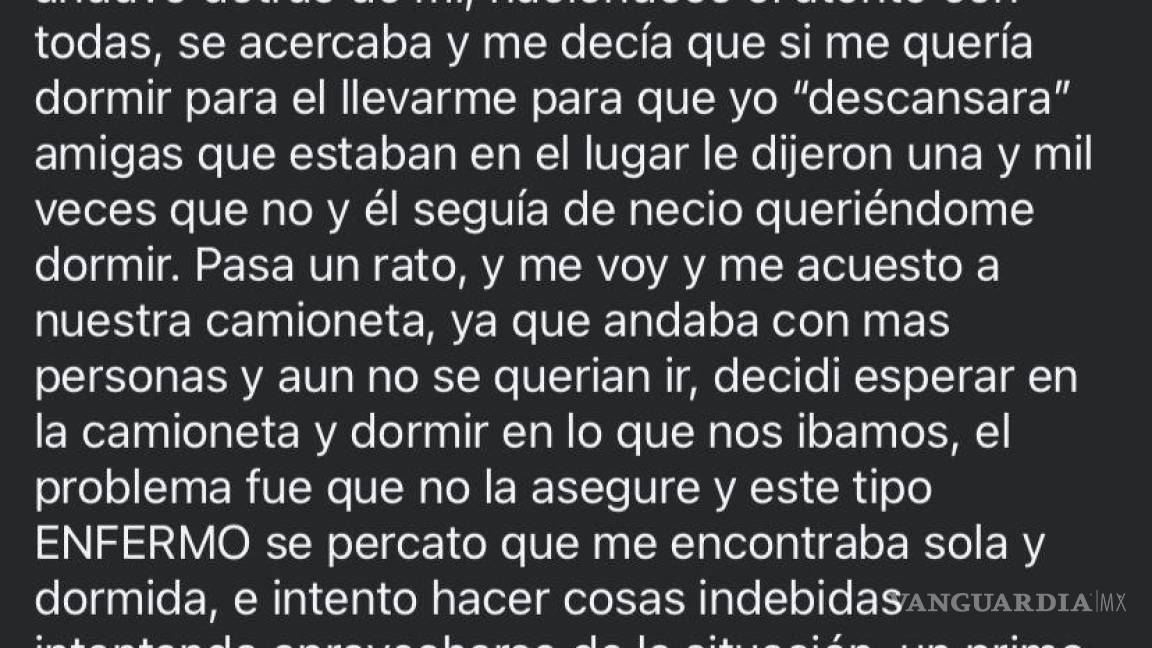 Fiesta en Monclova termina en intento de abuso, robo de pertenencias y denuncia