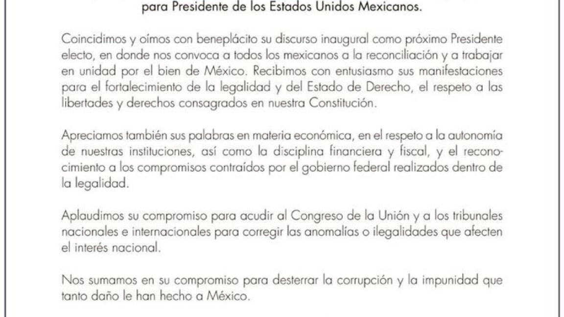$!Del 'así no' para AMLO a la reconciliación con la IP; dos cartas que marcaron historia