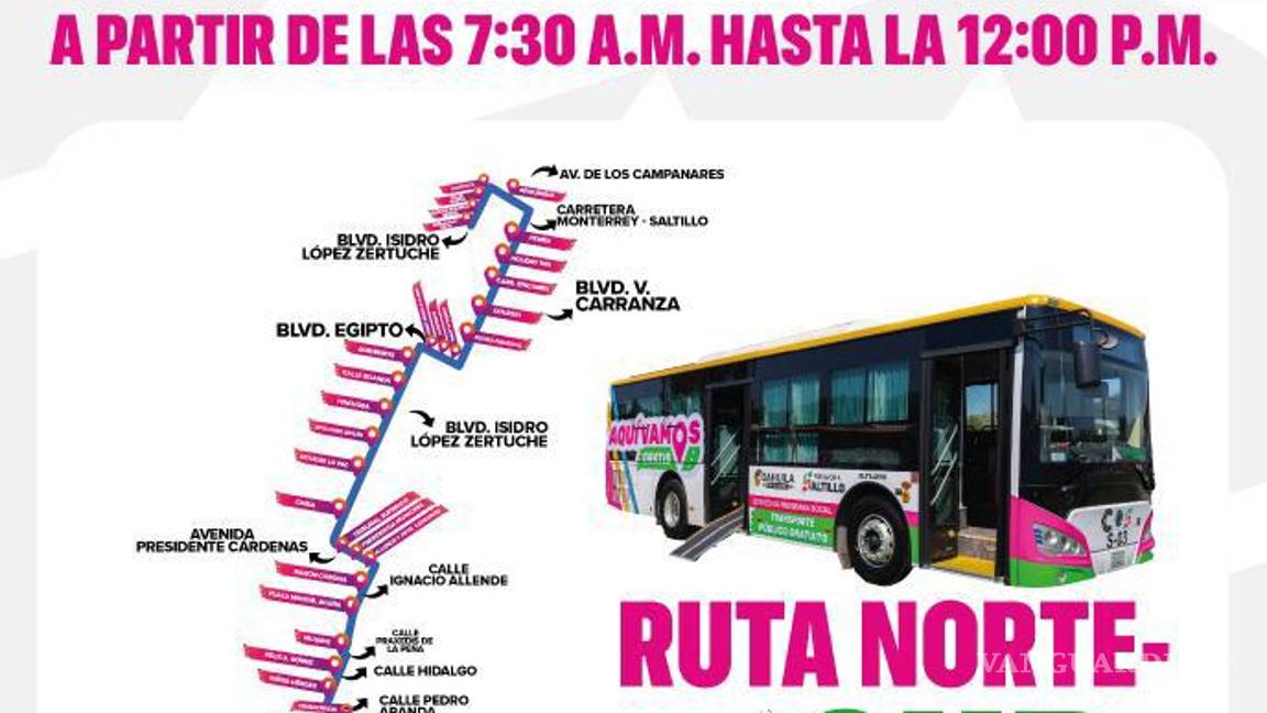 $!Saltillo: así será el ajuste de las rutas troncales gratuitas durante la Ruta Recreativa