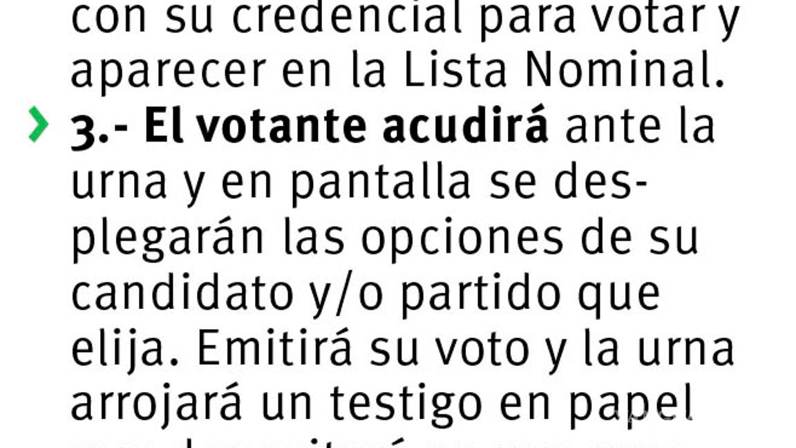 $!Afirma INE que uso de urna electrónica reducirá margen de error en elecciones de Coahuila