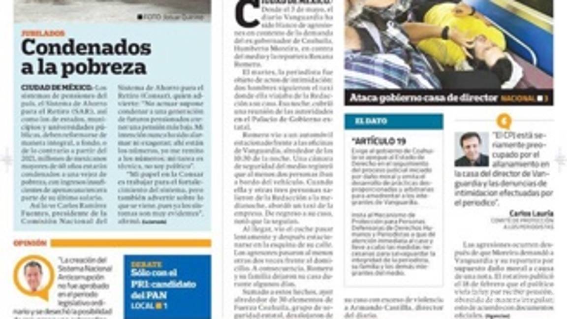 $!Diarios del país publican ataque a Vanguardia en sus portadas