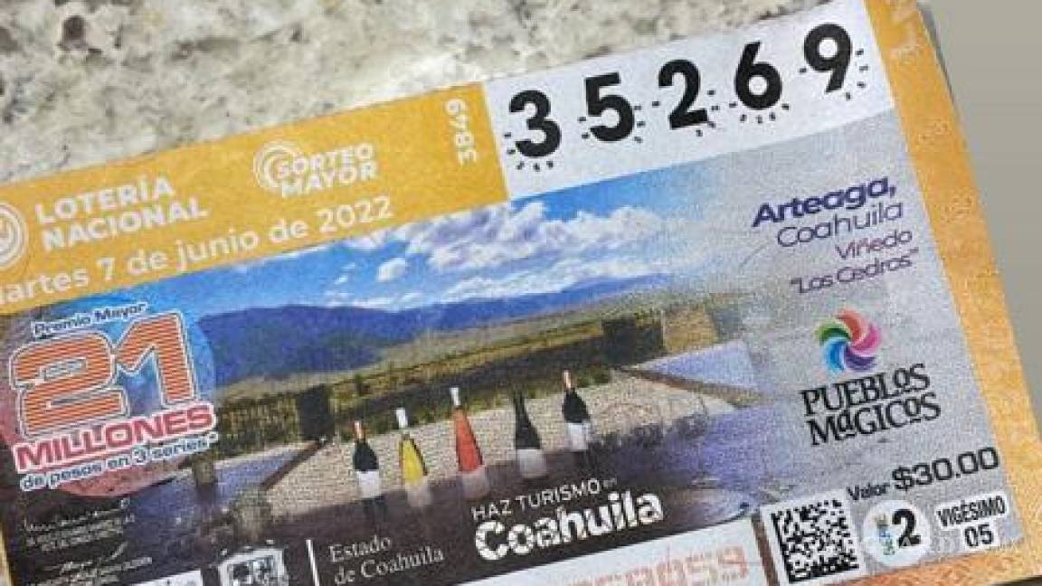 Presente, empresa vitivinícola, Bodega Los Cedros de Arteaga en billete conmemorativo de la Lotería Nacional