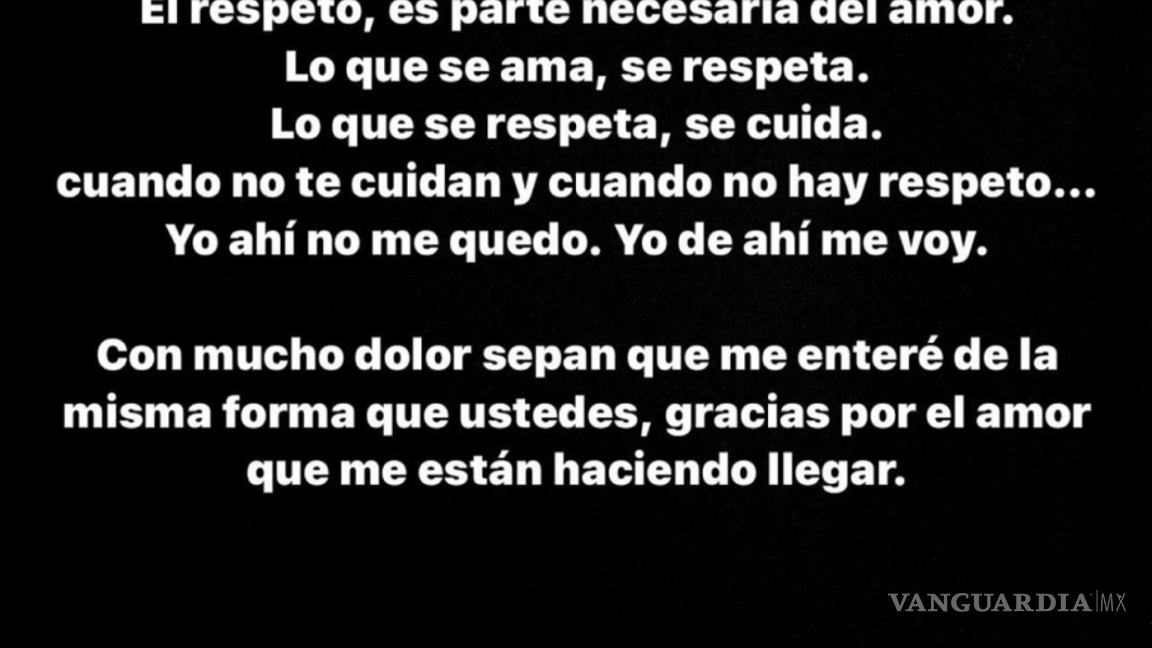 $!La argentina agradeció el apoyo de los fanáticos a la vez que expuso a su hoy expareja.