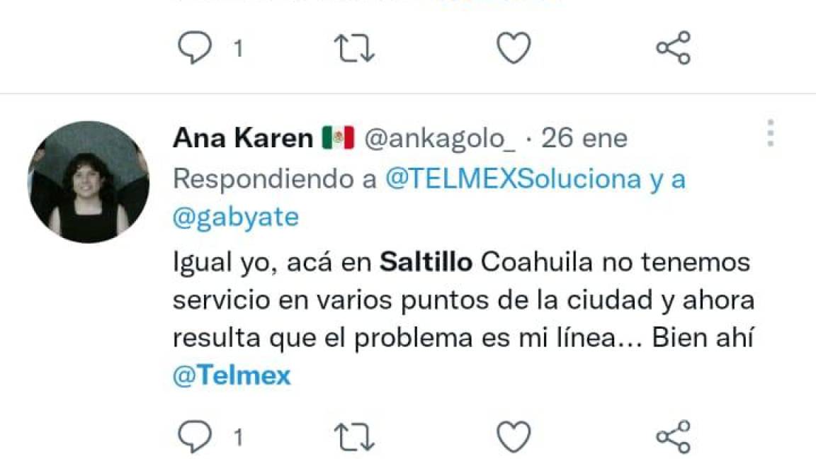 Usuarios de Saltillo reportan fallas en Telmex; son casos aislados señala compañía