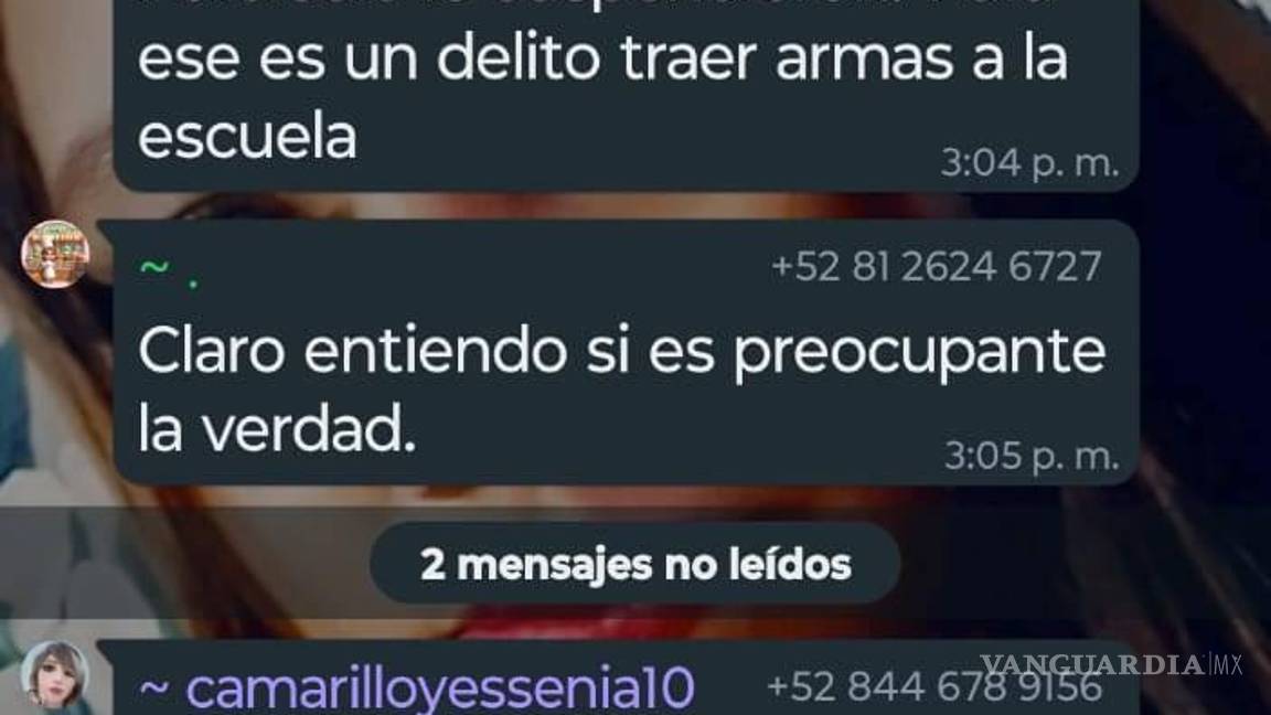 $!Captura de pantalla proporcionada por una madre de familia, donde se comienza a tratar el incidente mediante un grupo interno.