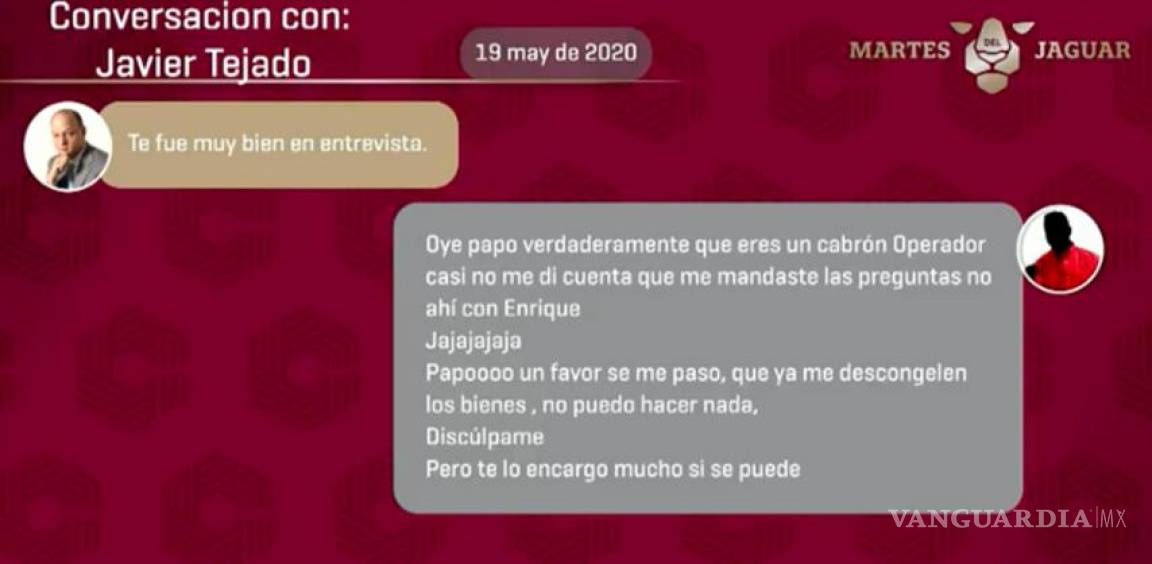 $!Layda Sansores exhibe conversación entre ‘Alito’ Moreno y asesor de Televisa en el ‘Martes del Jaguar’