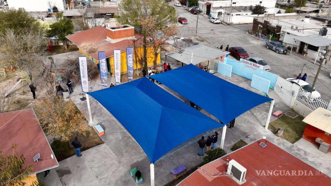 Kínder de Monclova tiene nuevo techo, como es de malla sombra, ahorro fue de un millón 700 mil pesos