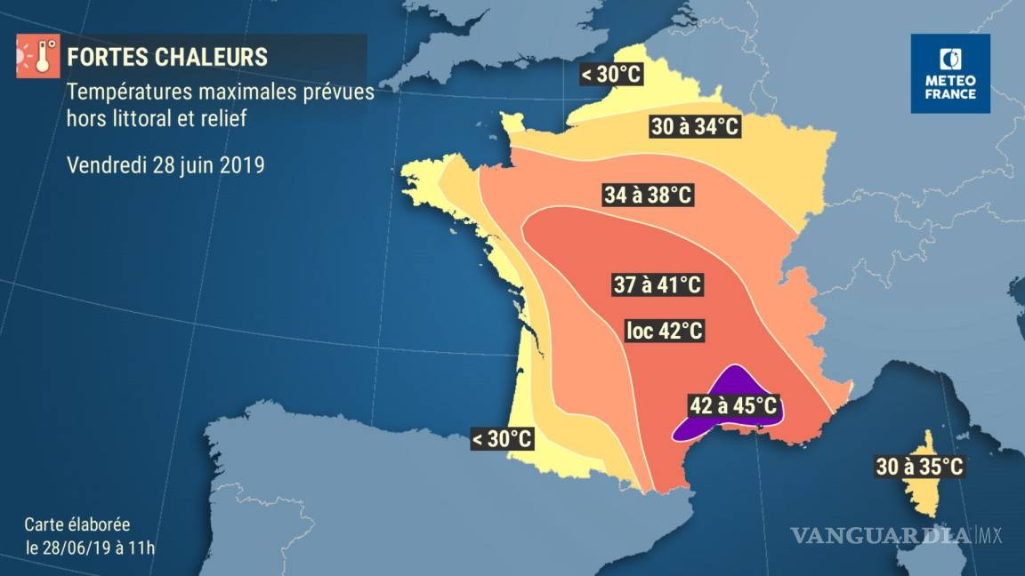 Con 44.3 grados Francia bate su récord de altas temperaturas